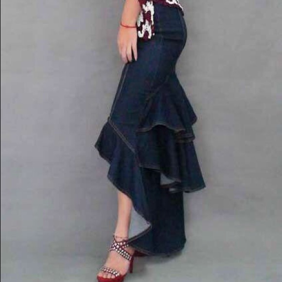 Dark Denim Fishtail Skirt - Picture 6 of 7